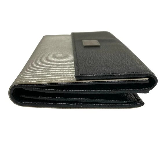 Auth BVLGARI Millerighe - Silver Black PVC Leather Long Wallet - Picture 4 of 9